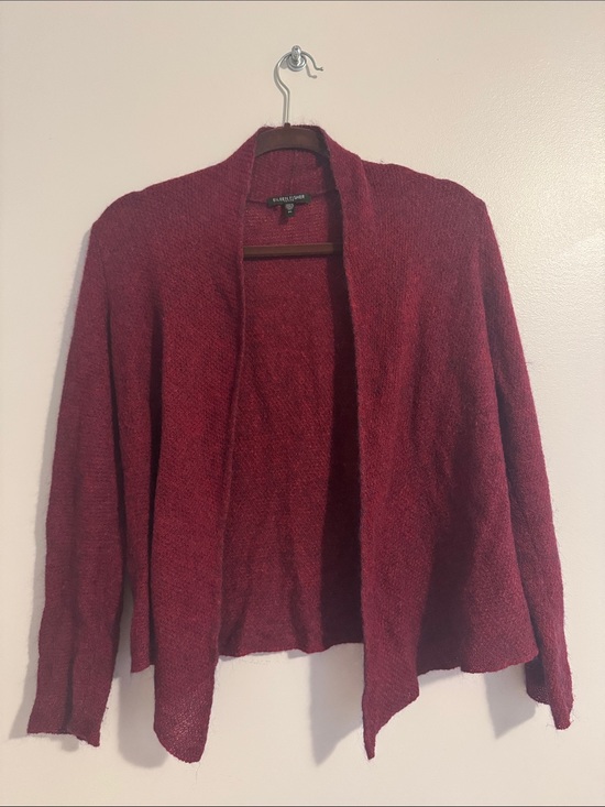 Eileen Fisher Sweaters - Eileen Fisher Open-Front Mohair Cashmere Wine Red Cardigan